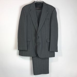 MEN’S SUIT Haggar GREY Jacket 46L Pants 38 x 30